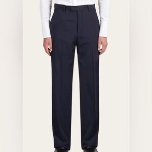 Salvatore Ferragamo 100% Wool Dress Pants Navy Flat Front Men 32x35.5 Made Italy